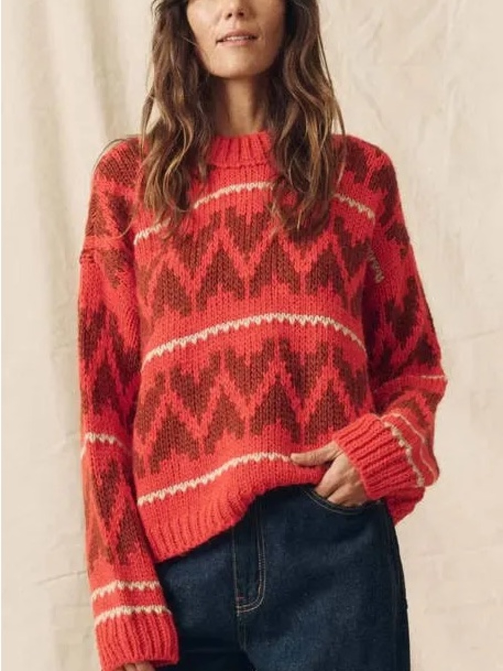 THE GREAT. THE FOLK PULLOVER. -- BRIGHT FIRESTONE size 2 (medium)